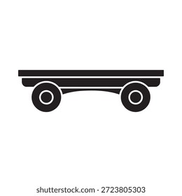 Simple black and white illustration of a flatbed wagon or cart