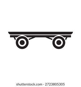 Ilustración simple en blanco y negro de un remolque utilitario de cama plana