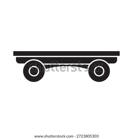 Simple black and white illustration of a flatbed wagon or cart