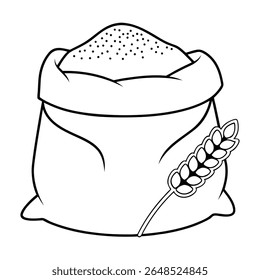 Ilustração simples em preto e branco de um saco de farinha