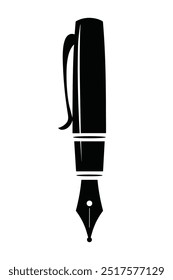 A simple black and white illustration of a fountain pen.