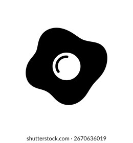 Ilustración simple en blanco y negro de un icono de huevo frito sobre un fondo blanco para cocinar, desayunar, comer o conceptos de restaurante.