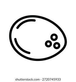Simples ilustração preto e branco de um ovo frito com três gemas