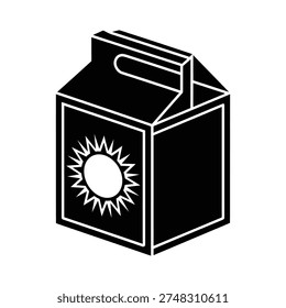 Simple black and white illustration of a gable top milk carton