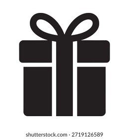 Una simple ilustración en blanco y negro de una caja de regalo con un lazo