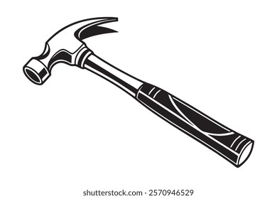 Simple Black and White Illustration of a Hammer