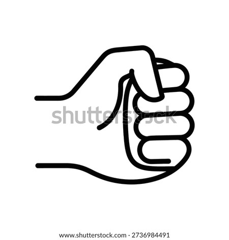 Simple black and white illustration of a hand clenched into a fist, symbolizing determination or strength.