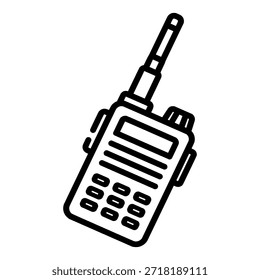 Einfache Schwarz-Weiß-Illustration eines Handfunkgerätes mit Antenne und Tastatur