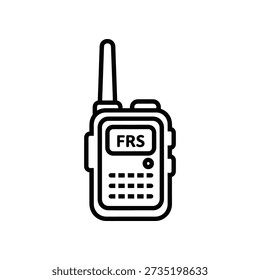Simple black and white illustration of a handheld FRS radio device