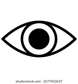 Simple black and white illustration of human eye. Perfect for visual concepts related to sight, vision, observation or unmasked password.