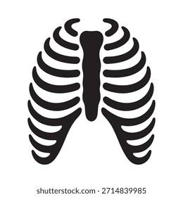 Simple ilustración en blanco y negro de una caja torácica humana y el esternón