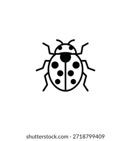 Simples ilustração em preto e branco de uma joaninha com asas manchadas