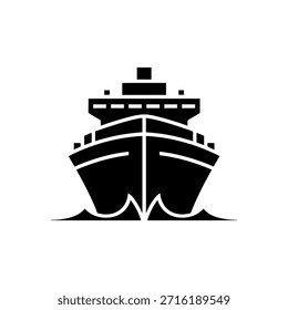 Uma simples ilustração em preto e branco de um grande navio de cruzeiro no mar