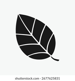 Ilustração simples em preto e branco de uma folha