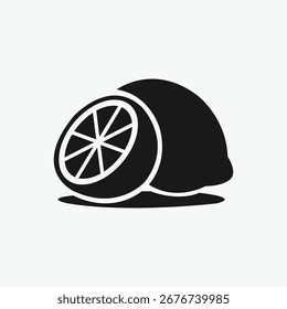 Simple ilustración en blanco y negro de un limón y medio limón