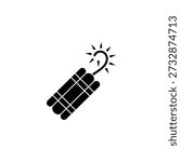 Simple black and white illustration of a lit dynamite stick
