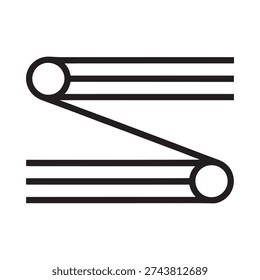 Simple black and white illustration of a mechanical linkage system
