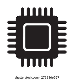 Einfache Schwarzweißdarstellung eines Mikrochips oder einer integrierten Schaltung