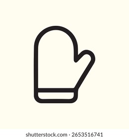 Simple black and white illustration of a mitten offering protection during the cold weather season against frostbite and winter's chill