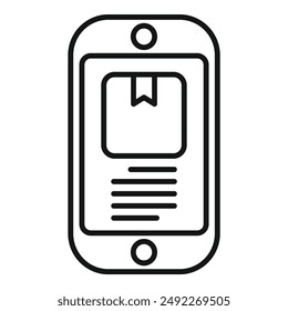 Ilustración simple en blanco y negro de un ícono de App móvil para seguimiento de paquetes