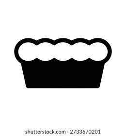 Eine einfache Schwarz-Weiß-Illustration eines Muffins in einem Backblech