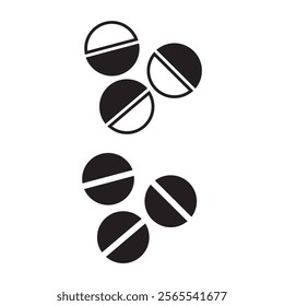 Simple Black and White Illustration of Multiple Divided Pill Shapes