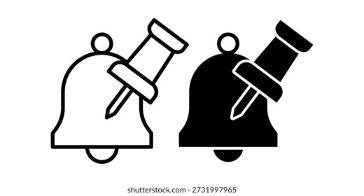 Ilustración simple en blanco y negro de campanas de notificación apagadas