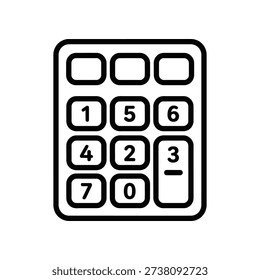 Simple black and white illustration of a numeric keypad with numbers and a dash symbol.