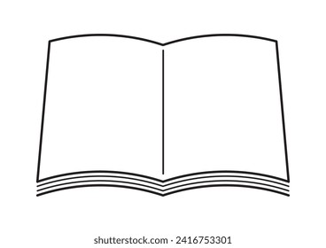 Simple black and white illustration of an open book (notebook)