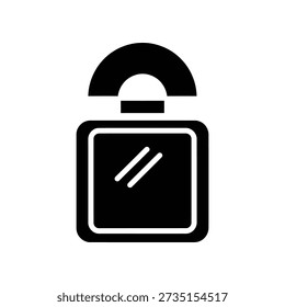Simple black and white illustration of a padlock with an open shackle