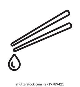 Ilustração simples em preto e branco de um par de pauzinhos e uma gota