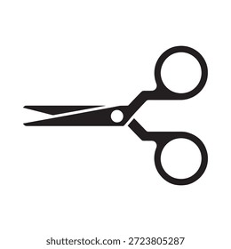 Ilustração simples em preto e branco de um par de tesouras abertas