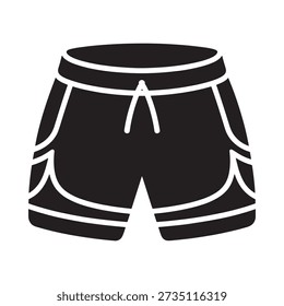 Simple black and white illustration of a pair of athletic running shorts
