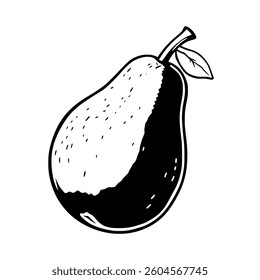 A Simple Black And White Illustration Of A Pear