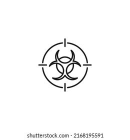 Simple black and white illustration perfect for web sites, advertisement, books, articles, apps. Modern sign and editable stroke. Vector line icon of International biohazard sign inside target 