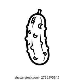 Simples ilustração em preto e branco de um picles no fundo branco