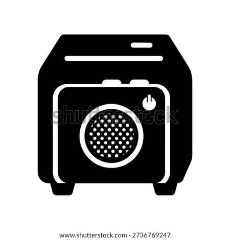 Simple, black and white illustration of a portable Wi-Fi hotspot device with a power button.