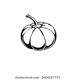 Simple Black And White Illustration Of A Pumpkin