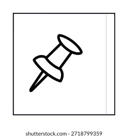 Simple black and white illustration of a pushpin on a white background