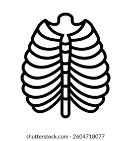 Simple Black and White Illustration of a Rib Cage