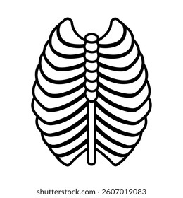 Simple Black and White Illustration of a Rib Cage