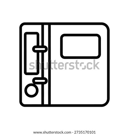 Simple black and white illustration of a ring binder with a label on the cover