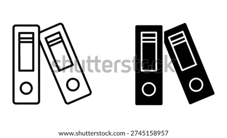 Simple black and white illustration of ring binders, ideal for office and organization themes.