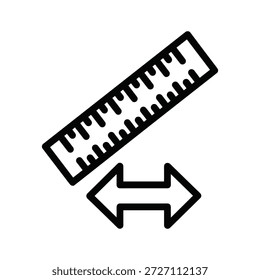 Simple ilustración en blanco y negro de una Regla con una flecha de doble cabeza
