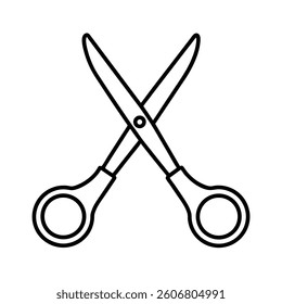 Simple black and white illustration of scissors.