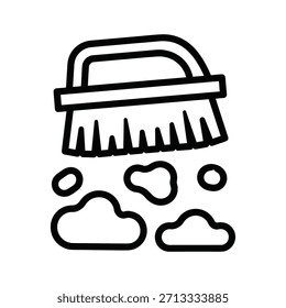 Simples ilustração em preto e branco de um pincel de esfregar criando espuma, perfeito para conceitos de limpeza