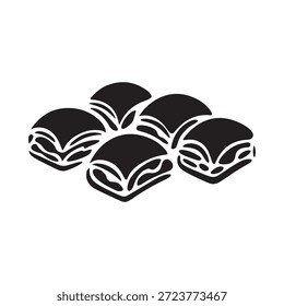 Uma ilustração simples em preto e branco de vários sanduíches empilhados