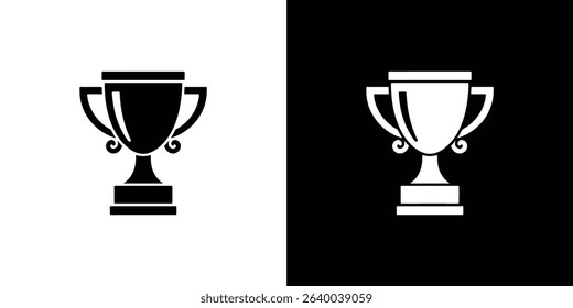 Simple black and white illustration showcasing a trophy icon, emphasizing victory and achievements. This vector graphic is ideal for various celebratory or success-themed designs.