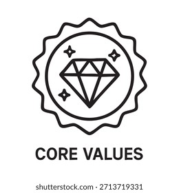 Una simple ilustración en blanco y negro que muestra un diamante dentro de un emblema de explosión estelar con texto a continuación