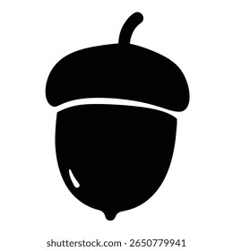 Simples ilustração em preto e branco de uma única silhueta de bolota